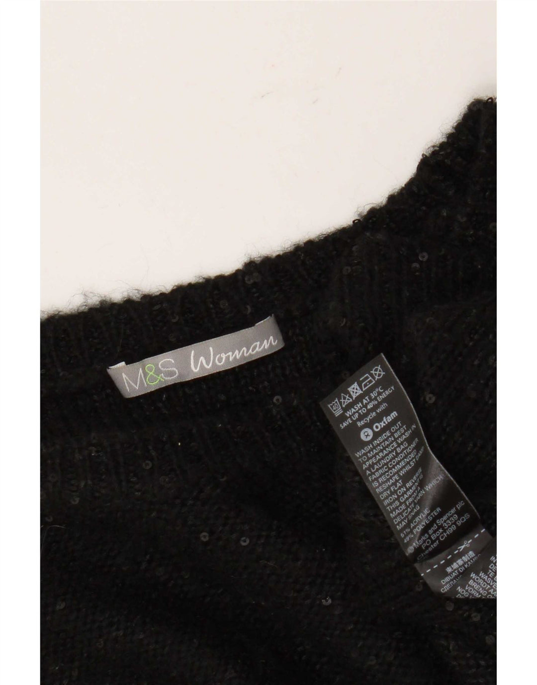Marks & Spencer Jersey extragrande con cuello barco para mujer, talla 44, talla grande, color negro