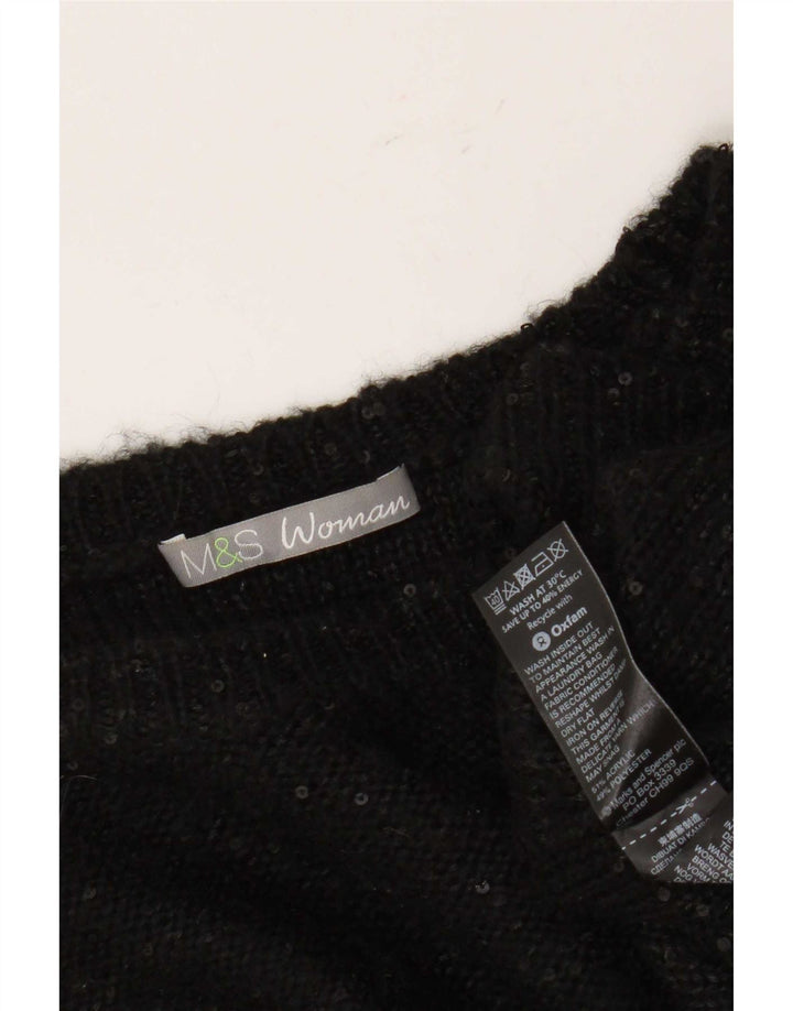 Marks & Spencer Jersey extragrande con cuello barco para mujer, talla 44, talla grande, color negro