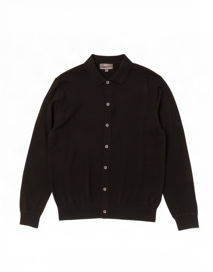 Marks & Spencer - Cárdigan para hombre, talla grande, lana merino, color negro