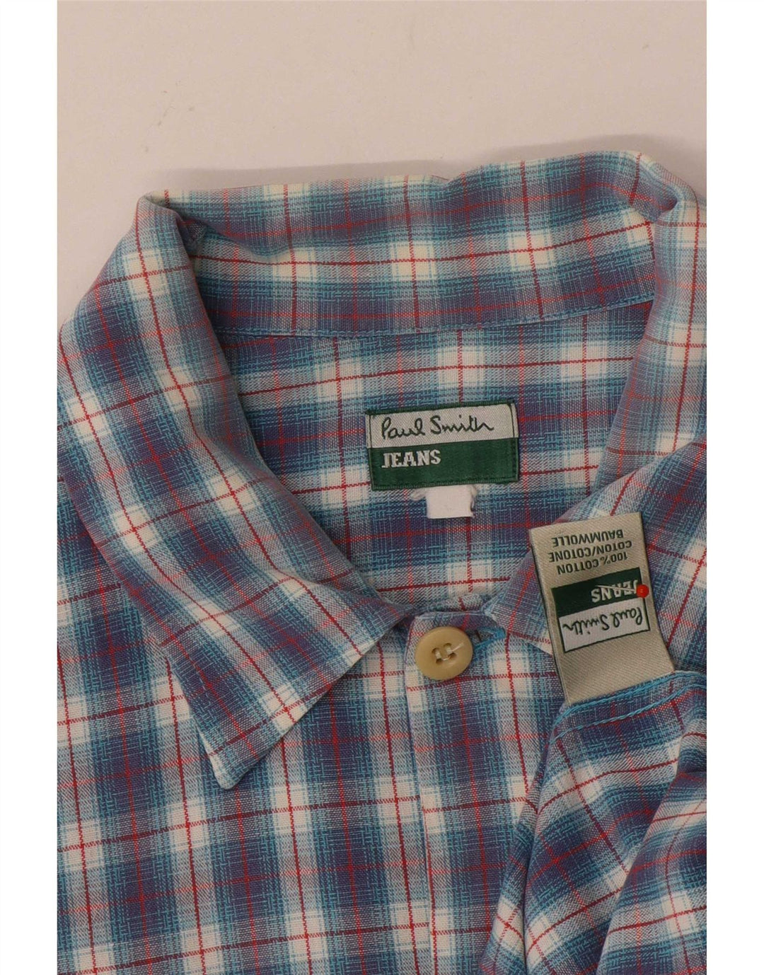 Camisa de manga corta para hombre Paul Smith de algodón a cuadros azules grandes