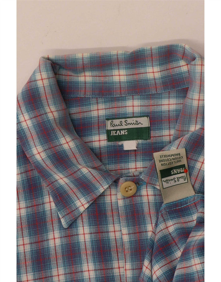 Camisa de manga corta para hombre Paul Smith de algodón a cuadros azules grandes