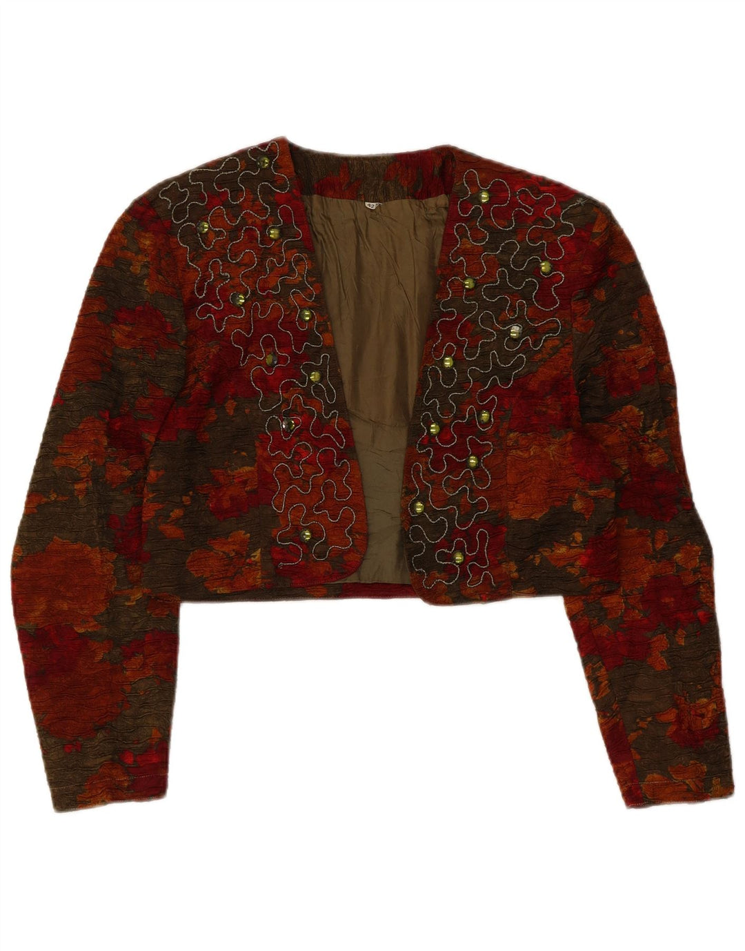 Chaqueta Bolero Vintage para Mujer IT 42 Viscosa Floral Multicolor Mediana