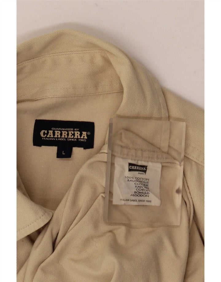 Camisa Carrera Hombre Grande Algodón Beige