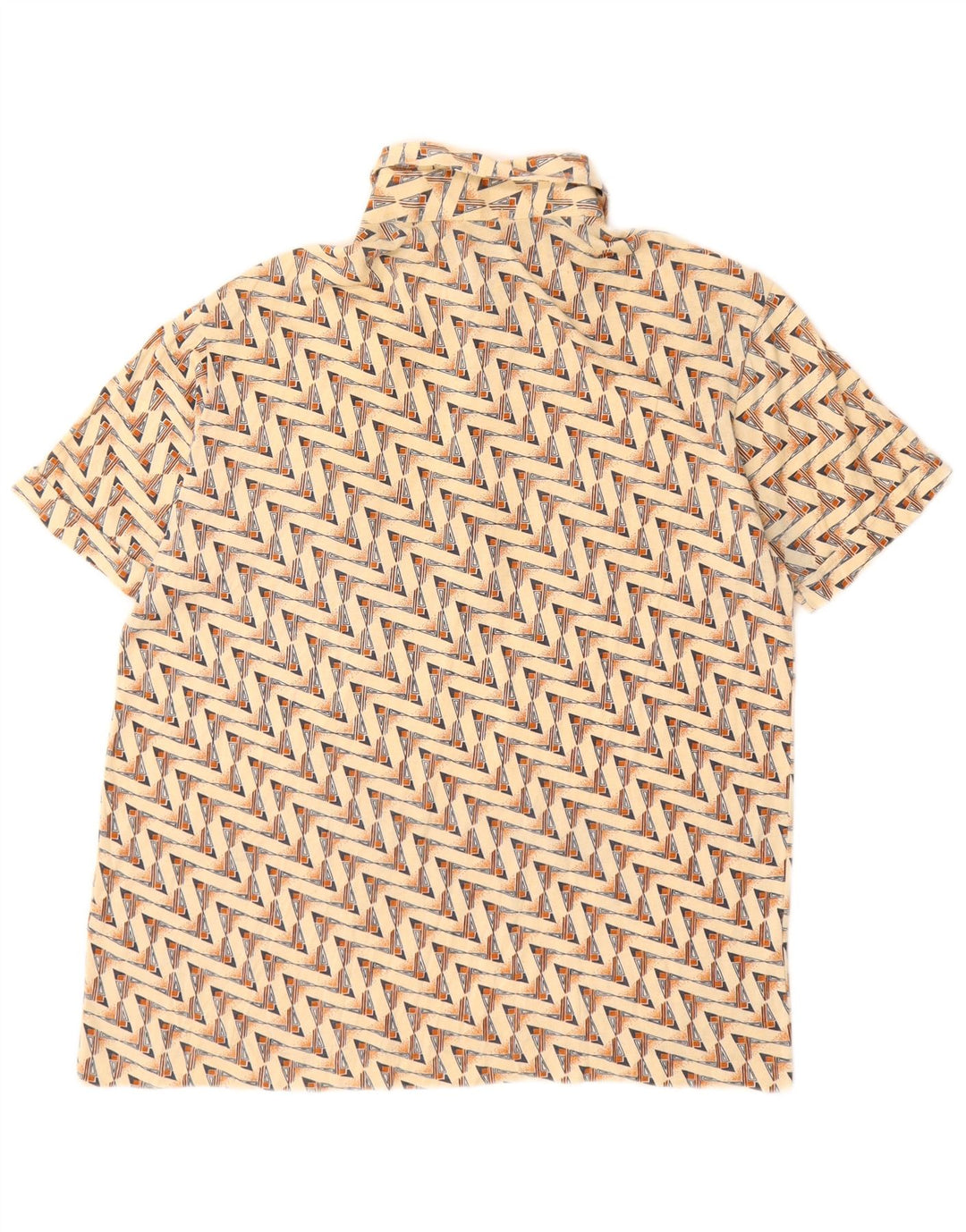Polo vintage para hombre de algodón geométrico beige medio