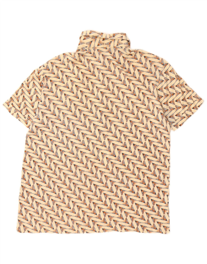 Polo vintage para hombre de algodón geométrico beige medio