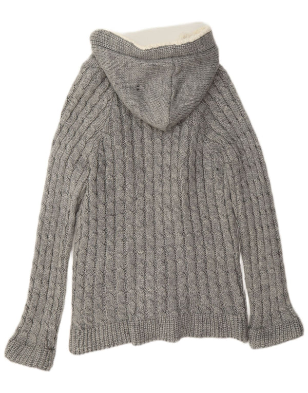 Zara Mujer Cárdigan Con Capucha Suéter UK 44 Acrílico Gris Medio