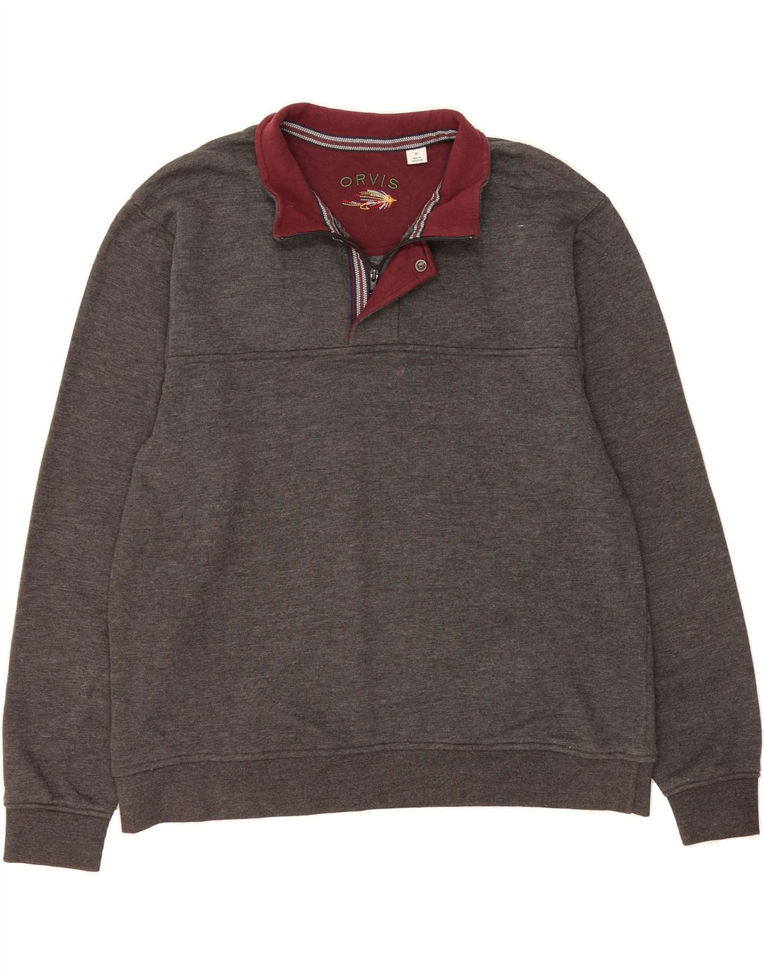 ORVIS Sudadera con cuello y cremallera para hombre Jersey XL Algodón gris