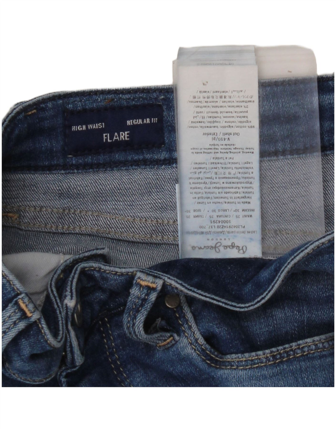 PEPE JEANS Vaqueros acampanados de cintura alta y corte regular para mujer W25 L30 Algodón azul