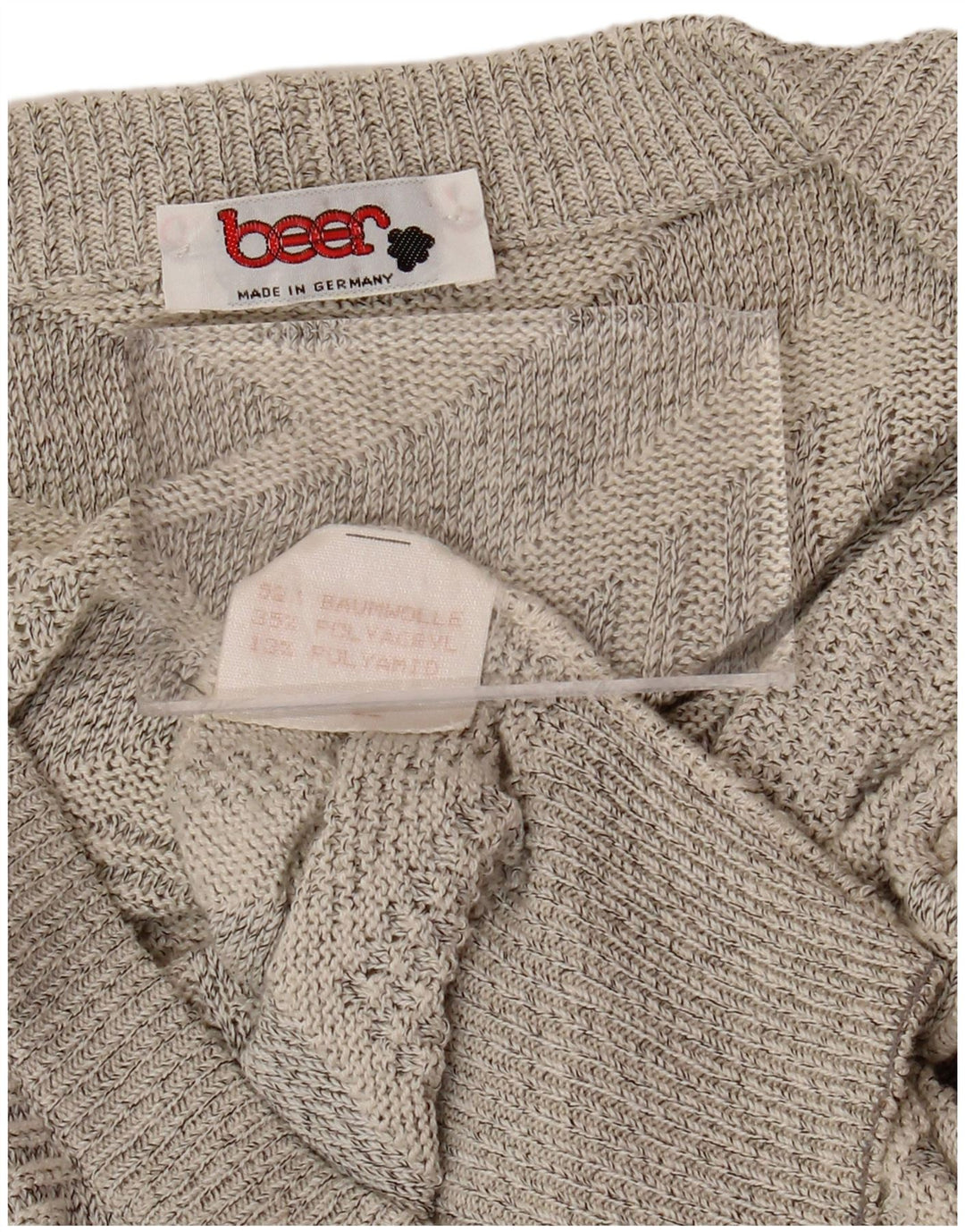 VINTAGE Hombres Cardigan Suéter Grande Gris Geométrico Algodón