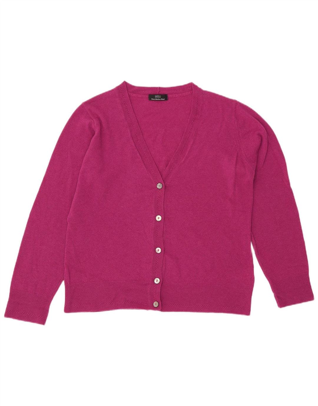 Marks & Spencer Suéter tipo cárdigan para mujer Reino Unido 44 Lana rosa grande