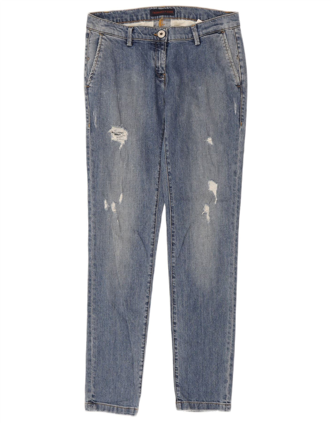 Vaqueros Trussardi Mujer Desgastados Slim W26 L31 Poliéster Azul