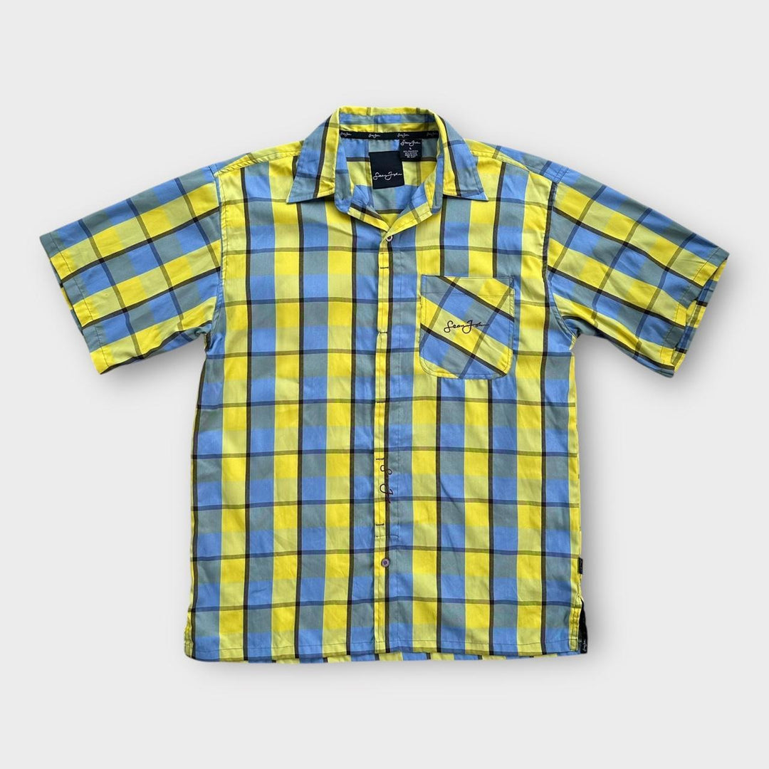 Camisa vintage de manga corta Sean John - grande (se adapta como un XL holgado)