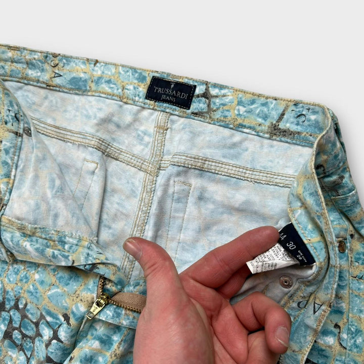 Pantalón Trussardi vintage con estampado de cocodrilo