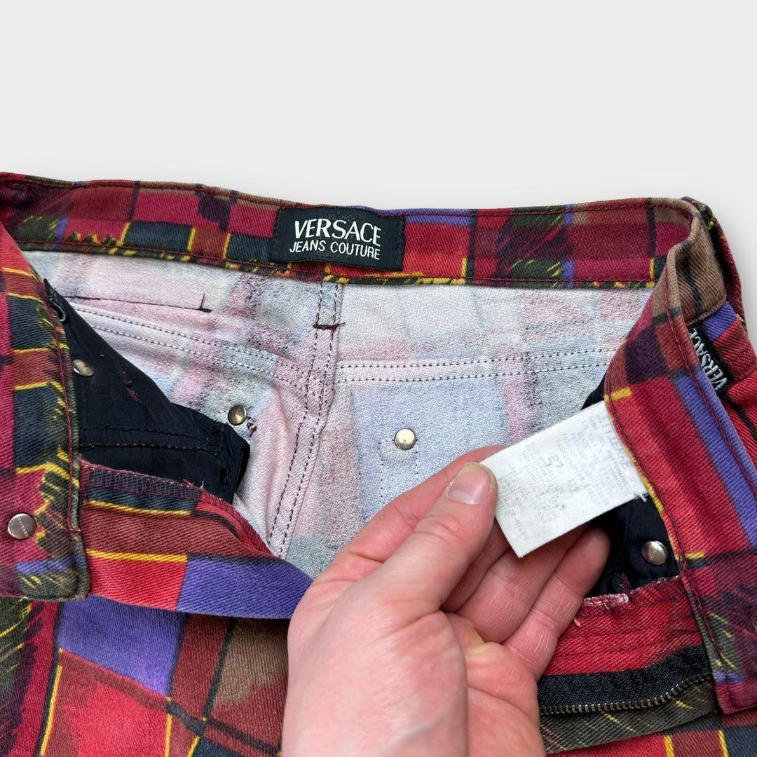 Pantalones vintage con estampado de jeans Versace - cintura de 27"