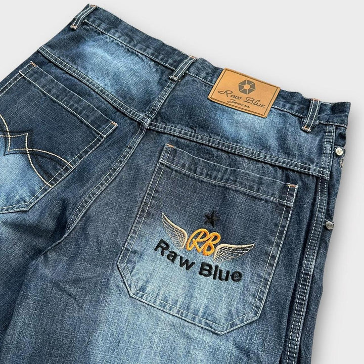 Y2K Jorts de mezclilla azul crudo - 34 cintura