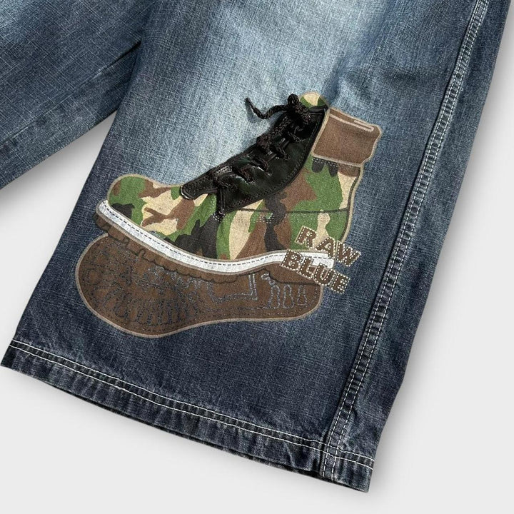 Y2K Jorts de mezclilla azul crudo - 34 cintura