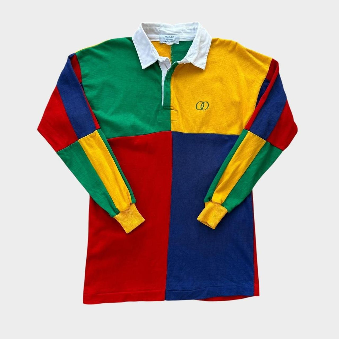 Camiseta de rugby vintage con bloques de color - mediana