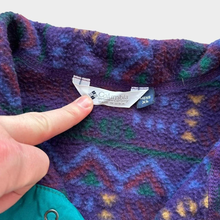 Vintage Columbia funky patrón polar - XL