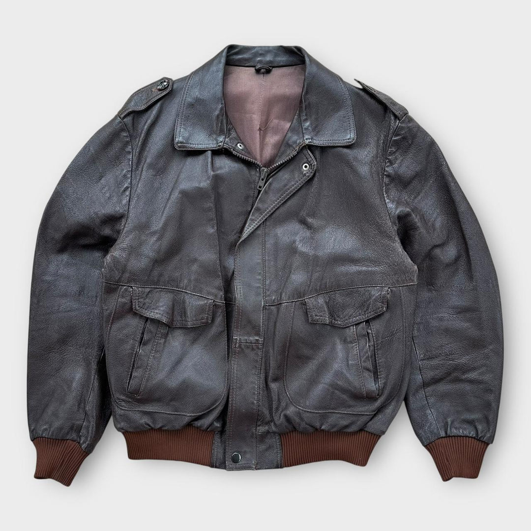 Chaqueta de vuelo de cuero vintage - grande