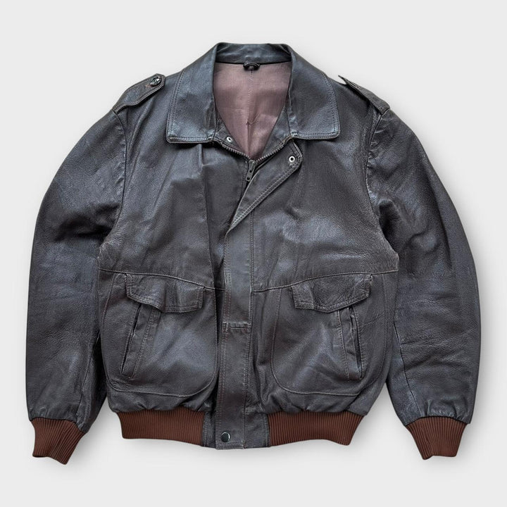 Chaqueta de vuelo de cuero vintage - grande