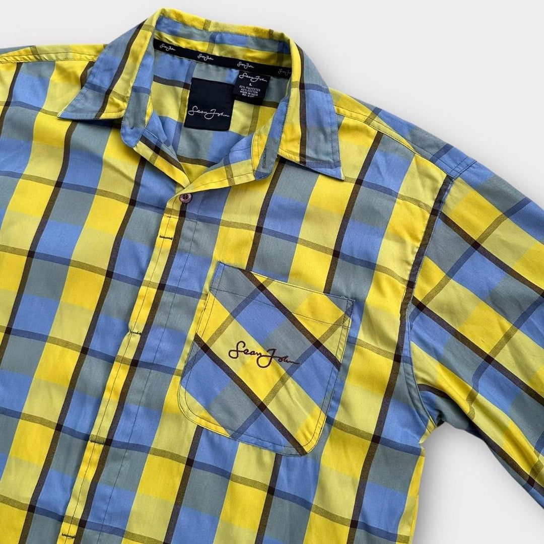 Camisa vintage de manga corta Sean John - grande (se adapta como un XL holgado)