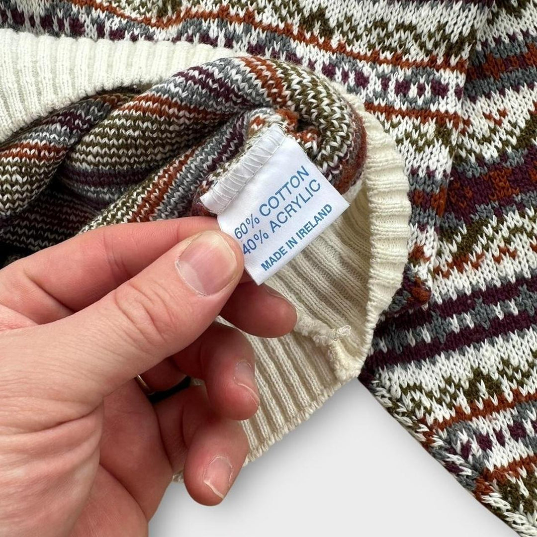 Jersey de punto estampado vintage de los años 90- XL