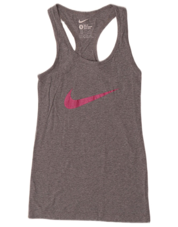 Nike Mujer Slim Fit Graphic Chaleco Top Reino Unido 8/10 Pequeño Gris