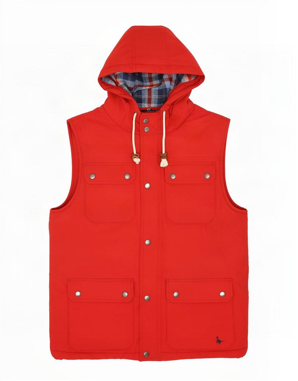 Jack Wills Chaleco utilitario con capucha para hombre UK 36 Small Rojo