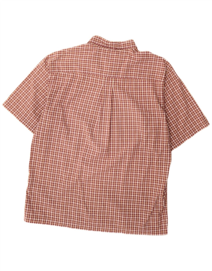 TIMBERLAND Camisa Manga Corta Hombre XL Borgoña Cuadros Algodón