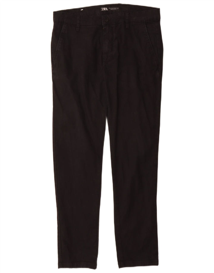ZARA Pantalón chino slim para hombre EU 40 Medium W31 L30 Algodón negro