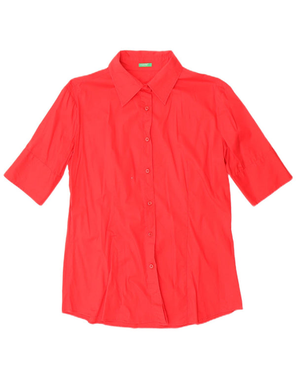Benetton Camisa De Manga Corta Mujer UK 46 Large Rojo