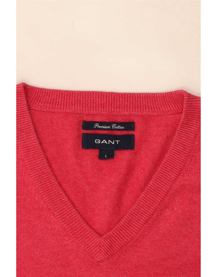 Gant Jersey con cuello en V para hombre, talla grande, algodón rosa