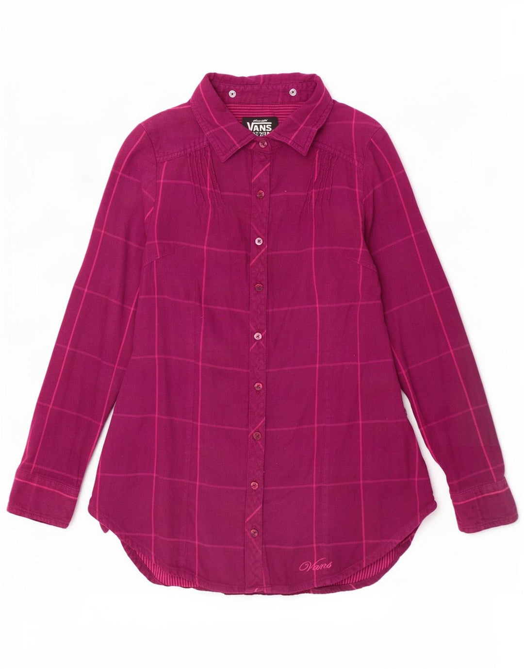 Camisa Vans Mujer UK 10 Small Púrpura Cuadros Algodón
