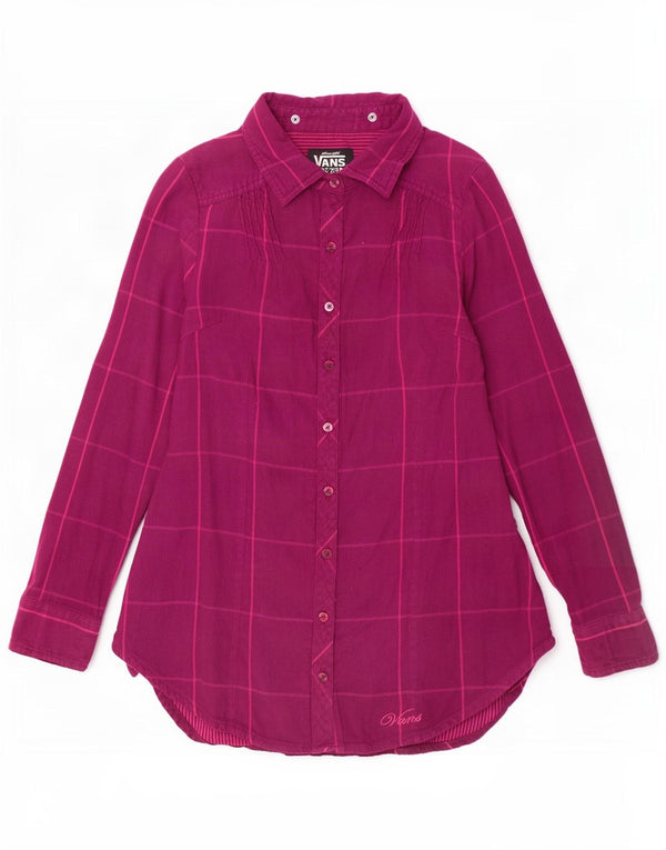 Camisa Vans Mujer UK 10 Small Púrpura Cuadros Algodón