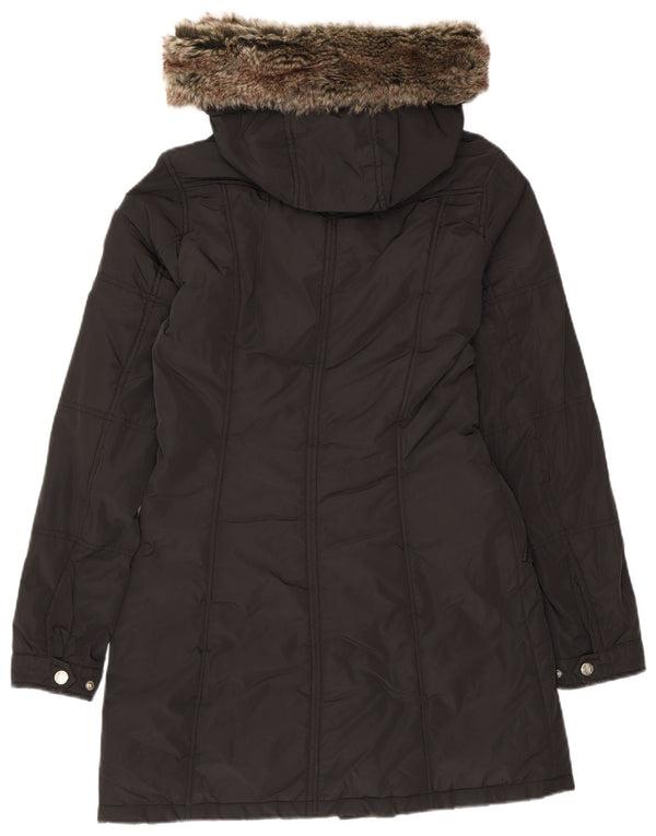 REFRIGUE Chaqueta parka con capucha para mujer UK 10 Small Poliéster negro