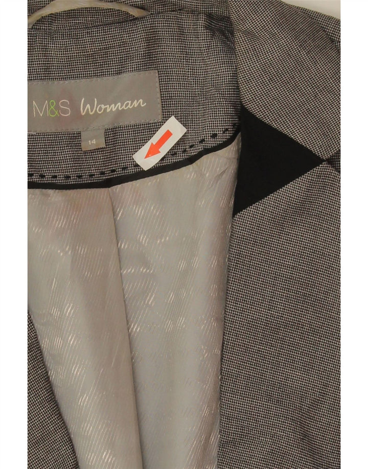 Marks & Spencer Chaqueta tipo blazer corta para mujer Reino Unido 44 Grande Gris Colorblock