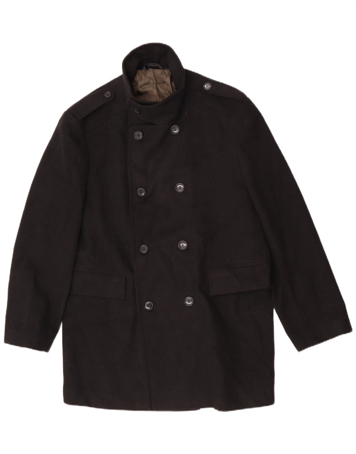 Marks & Spencer Abrigo militar de doble botonadura para hombre UK 42 XL Poliéster negro