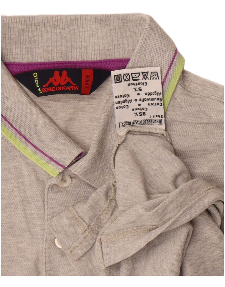 Kappa Polo Hombre Grande Gris Algodón