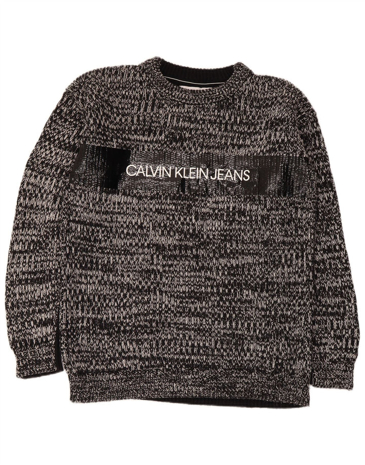 Calvin Klein Jeans Jersey de cuello redondo para hombre con moteado gris medio