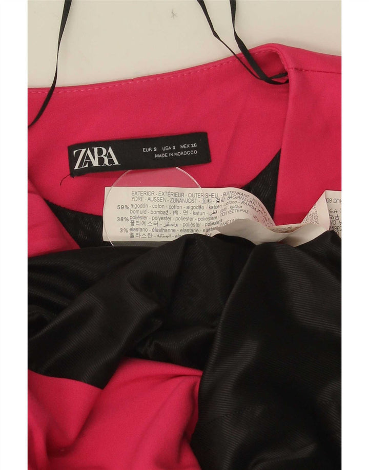 Zara Mujer Abrigo UK 8 Pequeño Algodón Rosa
