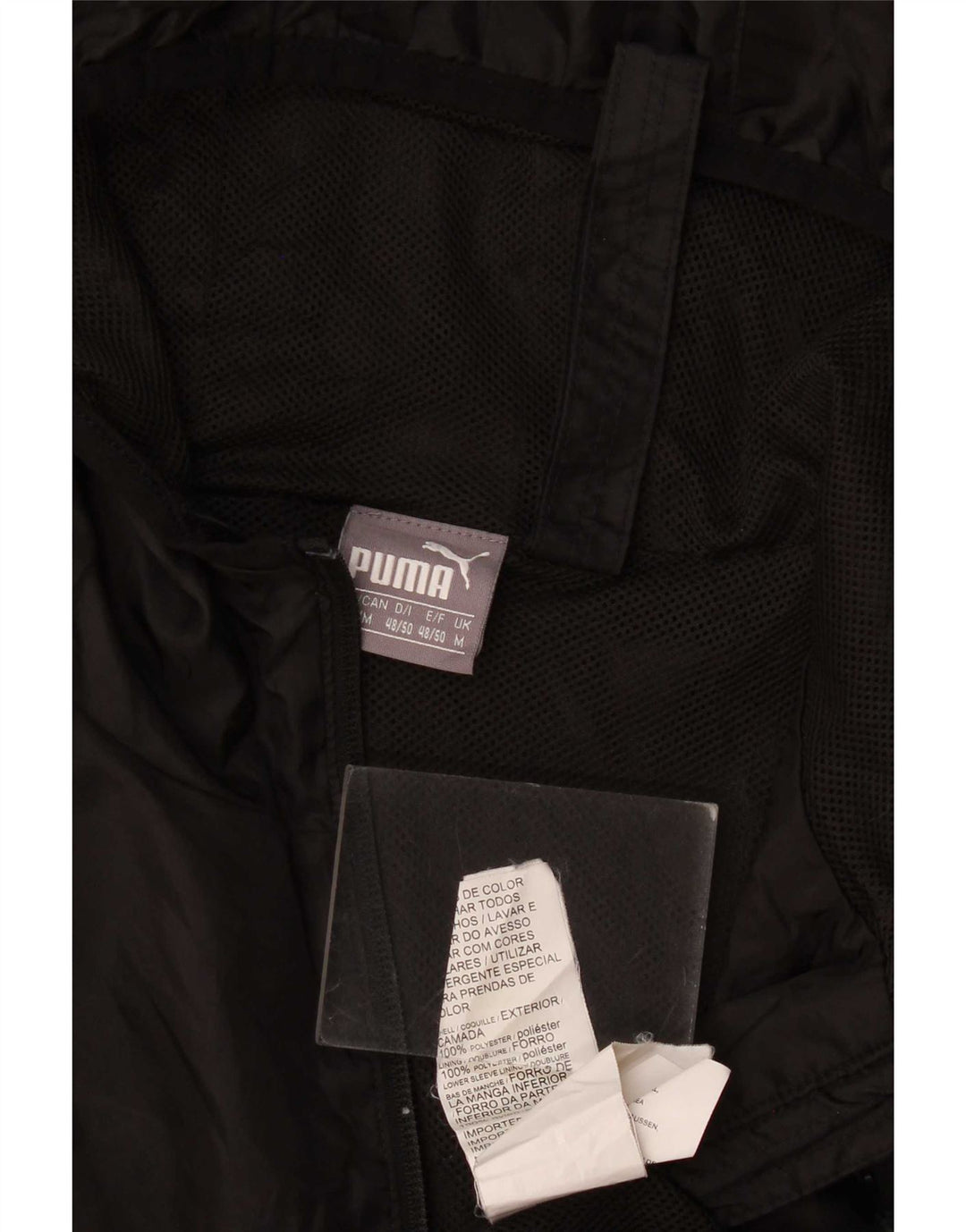 Puma Chaqueta impermeable con capucha para hombre UK 38 Mediano Negro Poliéster