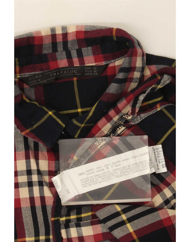 Zara Camisa Trafaluc Regular Fit De Franela Mediana Cuadros Multicolor