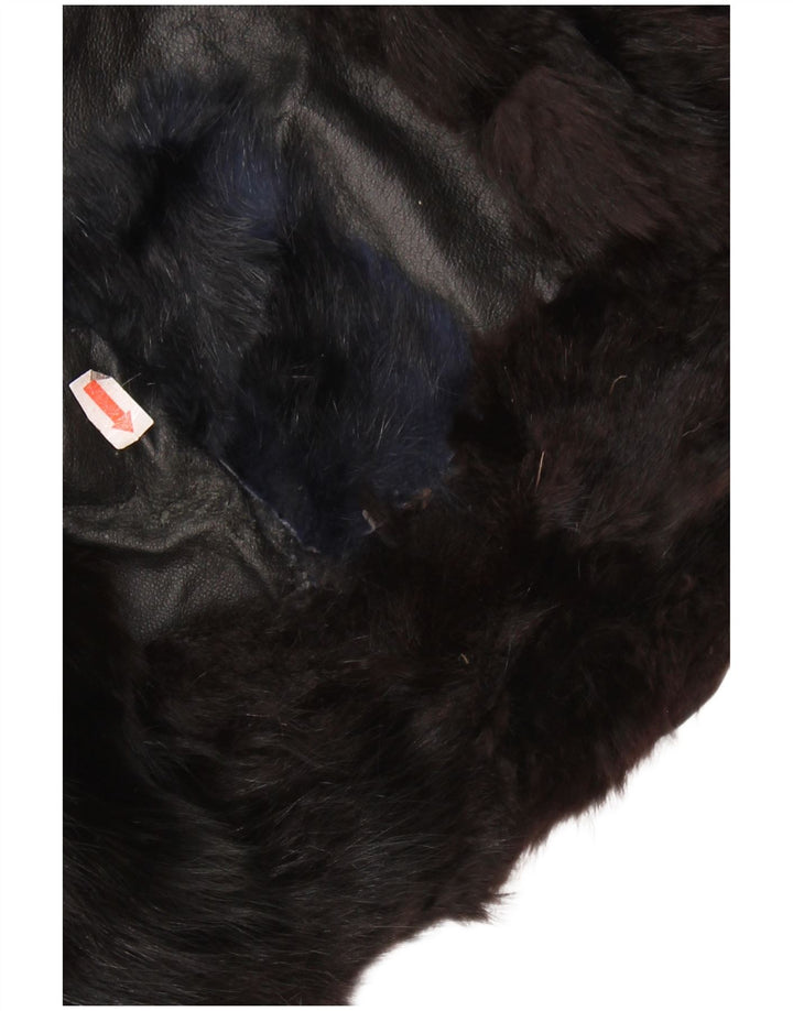 Vintage mujer piel chaqueta de cuero Reino Unido 14 negro medio