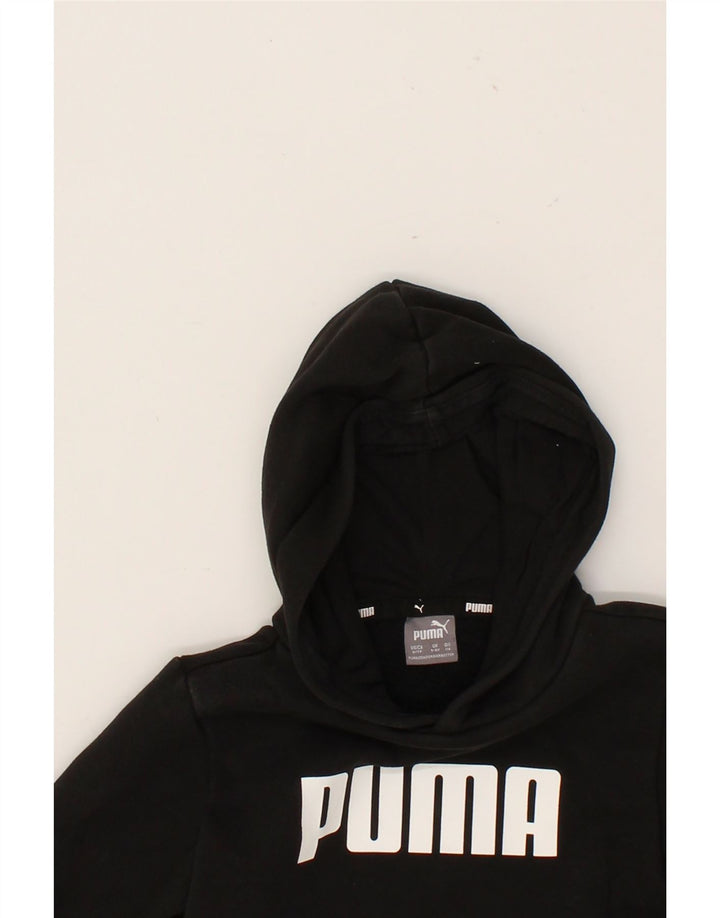 PUMA Boys Graphic Hoodie Jumper 5-6 Years Black Vintage Puma and Second-Hand Puma from Messina Hembry 