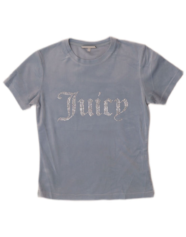 Juicy Couture Camiseta gráfica de terciopelo para mujer Top UK 40 Poliéster azul medio