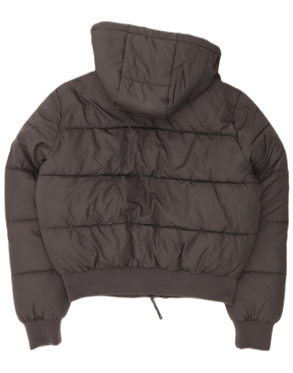 HOLLISTER Chaqueta acolchada extragrande con capucha para mujer UK 10 Small Grey Poliéster