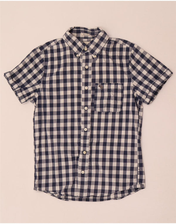 Abercrombie & Fitch Camisa musculosa de manga corta para hombre Small Blue Gingham