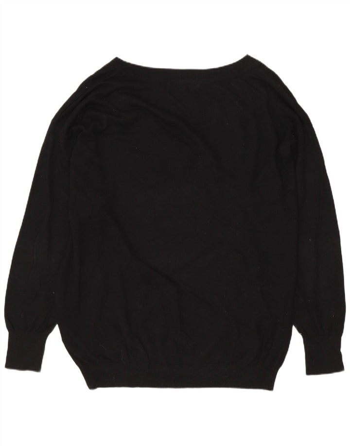 MARKS & SPENCER Jersey con cuello en V para mujer UK 44 Grande Algodón negro