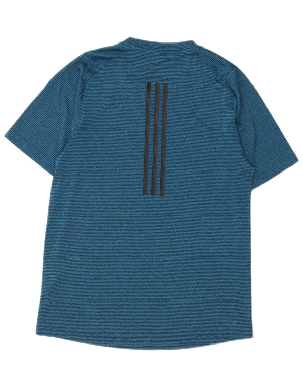 Adidas Mens Climalite Camiseta Top Pequeño Azul Marino Rayas Poliéster