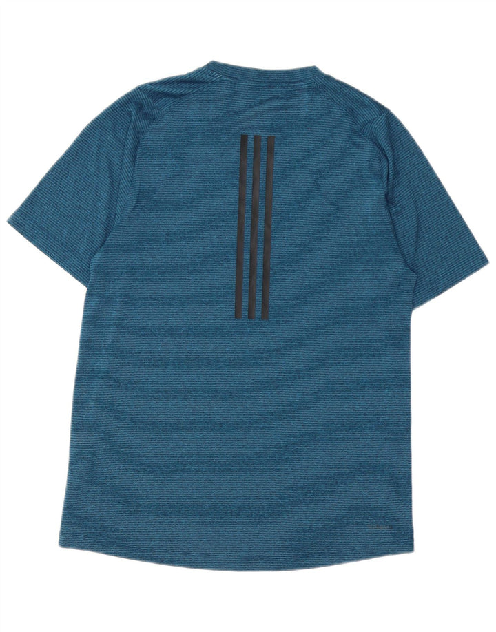 Adidas Mens Climalite Camiseta Top Pequeño Azul Marino Rayas Poliéster